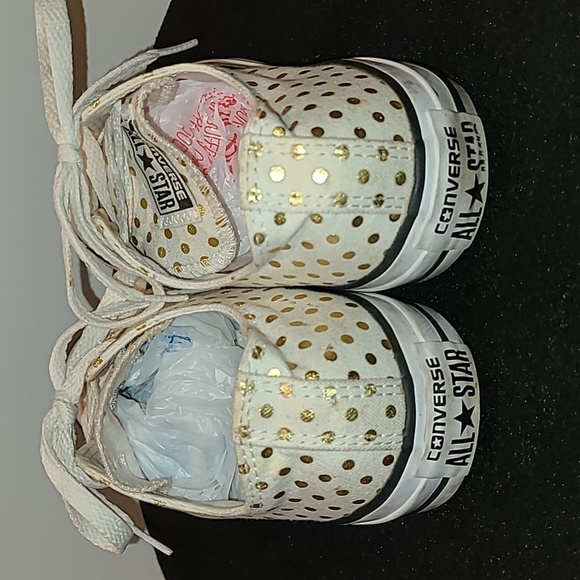 Converse All StarShoes sz. 8.5 (#740) gold and white Polka dots - Picture 4 of 13
